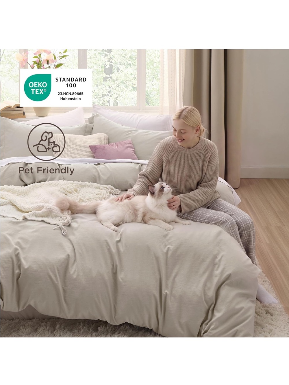 NEW Bedsure Prewashed Duvet Cover Set. King, Cotton-Like Soft Bedding, Linen - Picture 5 of 7